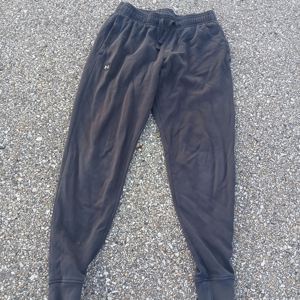 Under Armour Sweatpants Mens Large Black Fleece Joggers Drawstring Pockets